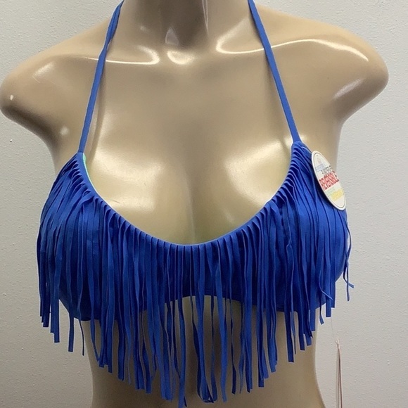 Hula Honey Size Medium Fringe Reversible Bikini Top With Padding. New With Tags. - Picture 2 of 7